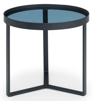 Product photograph of Loft Round Lamp Table - Comes In Smoked Glass Top And Walnut Effect from Choice Furniture Superstore