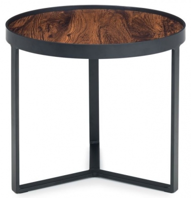 Product photograph of Loft Walnut Effect Top Round Lamp Table from Choice Furniture Superstore