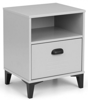 Product photograph of Lakers Grey Locker 1 Drawer Bedside Cabinet from Choice Furniture Superstore