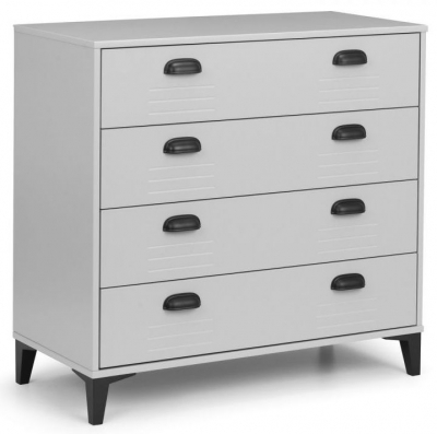 Product photograph of Lakers Grey Metal Effect Lacquer Pine 4 Drawer Bedside Cabinet from Choice Furniture Superstore