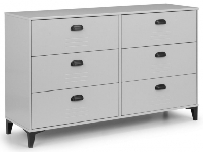 Product photograph of Lakers Grey Metal Effect Lacquer Pine 6 Drawer Chest from Choice Furniture Superstore