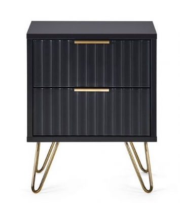 Product photograph of Murano Matte Black 2 Drawer Lamp Table from Choice Furniture Superstore