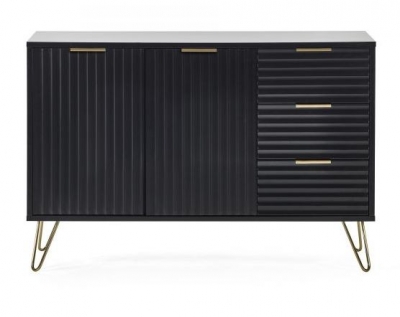 Product photograph of Murano Matte Black 2 Door 3 Drawer Sideboard from Choice Furniture Superstore