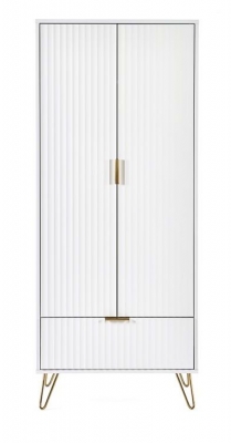 Product photograph of Murano Matte White 2 Door Wardrobe Hairpin Legs from Choice Furniture Superstore