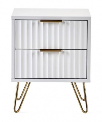 Product photograph of Murano Matte White 2 Drawer Bedside Cabinet Hairpin Legs from Choice Furniture Superstore