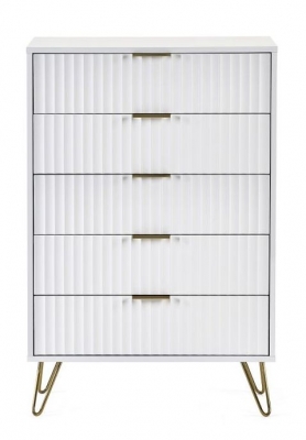 Product photograph of Murano Matte White 5 Drawer Chest from Choice Furniture Superstore