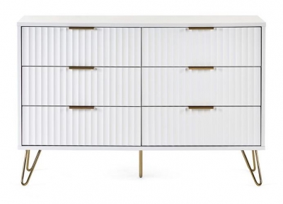 Product photograph of Murano Ribbed White 6 Drawer Wide Chest from Choice Furniture Superstore