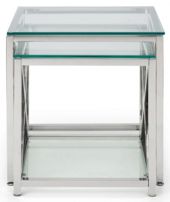 Product photograph of Miami Nest Of 2 Tables - Comes In Glass And Chrome Or Glass And Gold from Choice Furniture Superstore