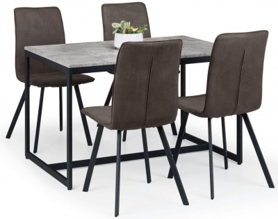 Staten Concrete Effect 4 Seater Dining Set with Monroe 4 chairs