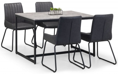Staten Concrete Effect 4 Seater Dining Set with Soho 4 chairs