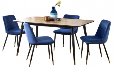Image of Findlay 4-6 Seater Dining Set with Delaunay Blue Chairs - Comes in 4/6 Chair Options