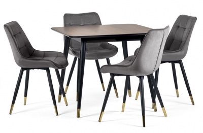 Product photograph of Findlay Walnut 4 Seater Square Dining Set With 4 Hadid Grey Chairs from Choice Furniture Superstore
