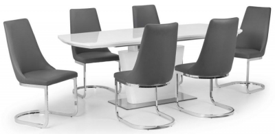 Image of Como White High Gloss Extending Dining Table Set with Chairs - Comes in 4/6 Chair Options