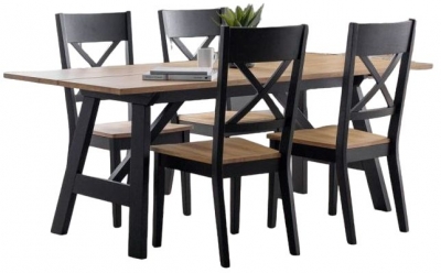Product photograph of Hockley Black And Oak 2-4 Seater Dining Table With 4 Chairs from Choice Furniture Superstore