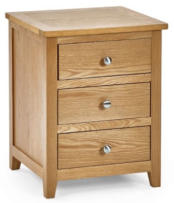 Product photograph of Mallory Oak 3 Drawer Bedside Cabinet from Choice Furniture Superstore