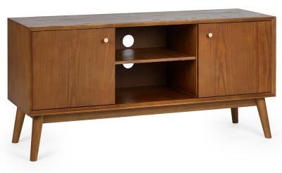 Product photograph of Lowry Cherry Wood 2 Door Media Unit from Choice Furniture Superstore