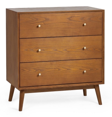 Product photograph of Lowry Cherry Wood 3 Drawer Chest from Choice Furniture Superstore