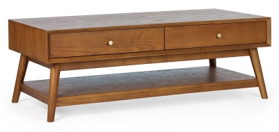 Product photograph of Lowry Cherry Wood 4 Drawer Coffee Table from Choice Furniture Superstore