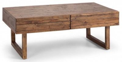 Product photograph of Woburn Reclaimed Pine 2 Drawer Coffee Table from Choice Furniture Superstore