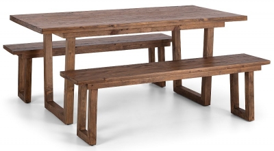 Product photograph of Woburn Reclaimed Pine 4 Seater Dining Table And 2 Bench from Choice Furniture Superstore
