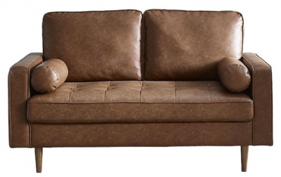 Product photograph of Henley Brown Faux Leather 2 Seater Sofa from Choice Furniture Superstore