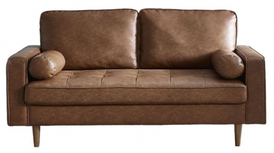 Product photograph of Henley Brown Faux Leather 3 Seater Sofa from Choice Furniture Superstore