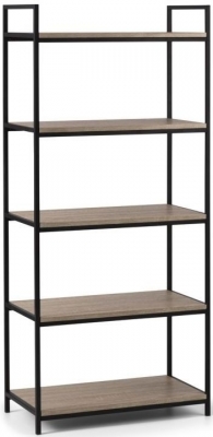 Product photograph of Clearance - Julian Bowen Tribeca Sonoma Oak And Black Metal Tall Bookcase - Fss14936 from Choice Furniture Superstore