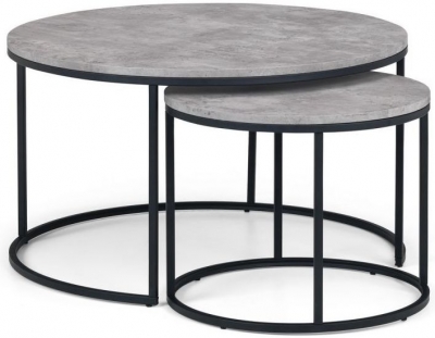 Clearance Staten Concrete Effect Round Nest Of 2 Coffee Tables Fss14904