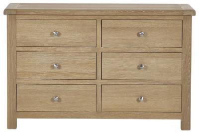 Product photograph of Memphis Limed Oak 6 Drawer Wide Chest from Choice Furniture Superstore