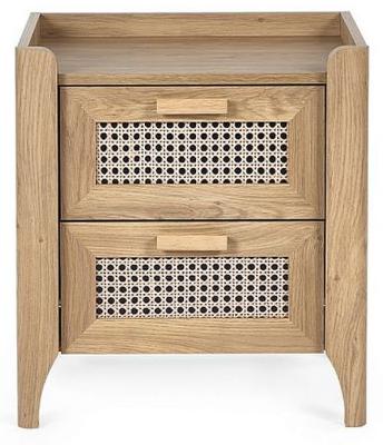 Product photograph of Sydney Faux Rattan 2 Drawer Bedside Cabinet from Choice Furniture Superstore