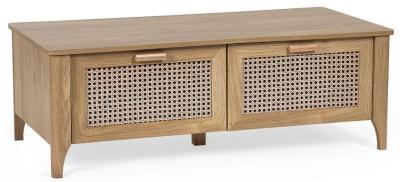 Product photograph of Sydney Faux Rattan 2 Drawer Coffee Table from Choice Furniture Superstore