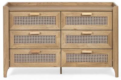 Product photograph of Sydney Rattan 6 Drawer Wide Chest from Choice Furniture Superstore