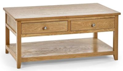 Product photograph of Mallory Oak 2 Drawer Coffee Table from Choice Furniture Superstore