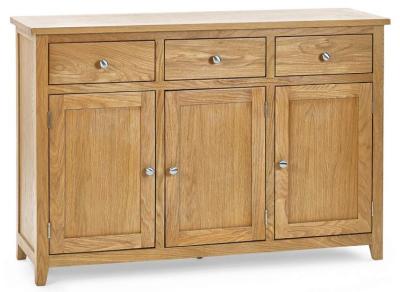 Product photograph of Mallory Oak 3 Door 3 Drawer Large Sideboard from Choice Furniture Superstore