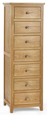 Product photograph of Mallory Oak 7 Drawer Narrow Chest from Choice Furniture Superstore