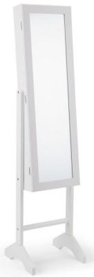 Product photograph of Prima White Lacquered 1 Door Jewellery Mirror - 34cm X 144cm from Choice Furniture Superstore