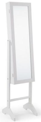 Prima White Lacquered 1 Door Jewellery Mirror 34cm X 144cm