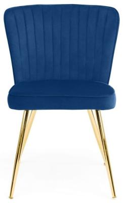 Product photograph of Cannes Blue Velvet Dining Chair Sold In Pairs from Choice Furniture Superstore