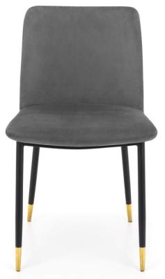 Product photograph of Delaunay Grey Velvet Fabric Dining Chair Sold In Pairs from Choice Furniture Superstore