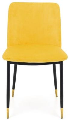 Product photograph of Delaunay Mustard Velvet Fabric Dining Chair Sold In Pairs from Choice Furniture Superstore