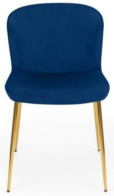Product photograph of Harper Blue Velvet Fabric Dining Chair Sold In Pairs from Choice Furniture Superstore