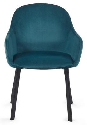 Product photograph of Lima Teal Velvet Fabric Dining Chair Sold In Pairs from Choice Furniture Superstore