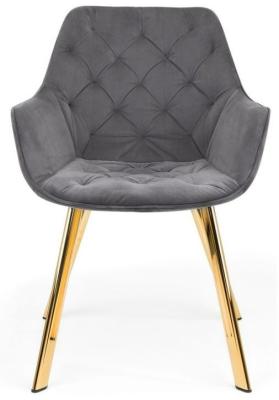 Product photograph of Lorenzo Light Grey Velvet Fabric Dining Chair Sold In Pairs from Choice Furniture Superstore