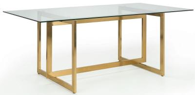 Product photograph of Minori Clear Glass And Gold Dining Table - 8 Seater from Choice Furniture Superstore