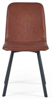 Product photograph of Goya Antique Brown Faux Leather Dining Chair Sold In Pairs from Choice Furniture Superstore