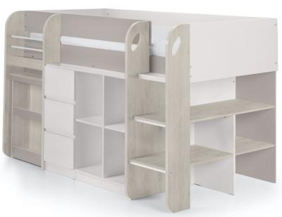 Product photograph of Saturn White And Taupe Midsleeper Bed from Choice Furniture Superstore