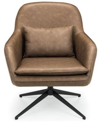 Product photograph of Bowery Brown Faux Leather Swivel Chair from Choice Furniture Superstore