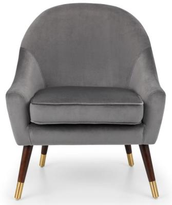 Product photograph of Elliot Grey Velvet Fabric Armchair from Choice Furniture Superstore