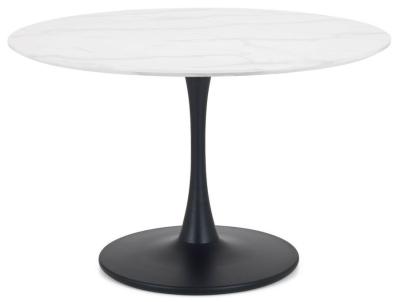 Holland White Marble And Black 4 Seater Round Dining Table