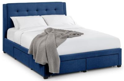 Fullerton Blue Linen Fabric Storage Bed Comes In Double King Size And Queen Size Options